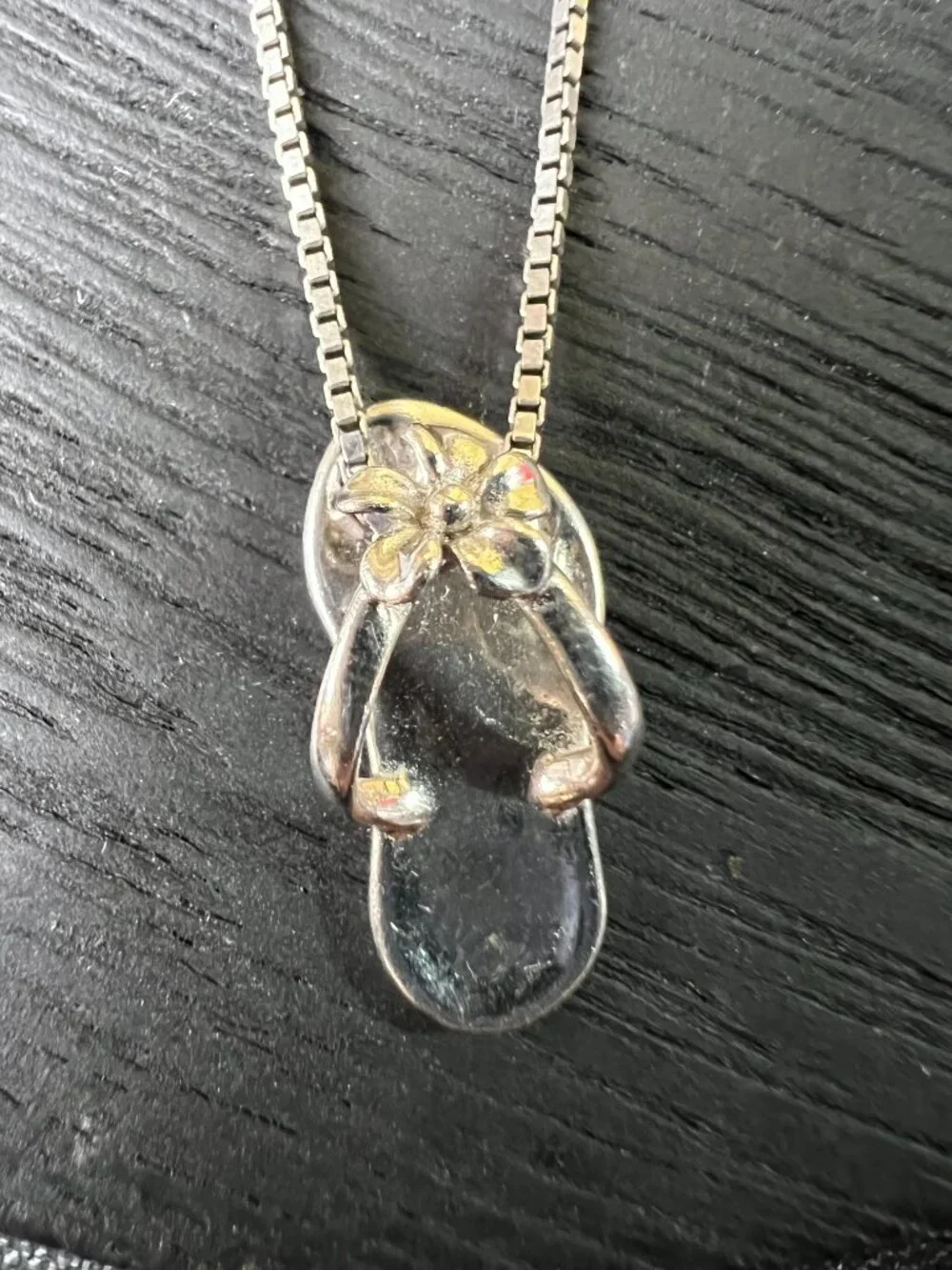 Na Hoku Sterling Plumeria Flip Flop (Slipper) Pendant Necklace